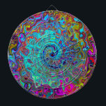 Trippy Sky Blue Abstract Retro Liquid Swirl Dartboard<br><div class="desc">This Original Digital Oil Painting by My Rubio Garden features a Trippy Sky Blue Abstract Retro Liquid Swirl with Magenta,  Yellow,  Aqua,  Purple,  Turquoise,  and Red Accents. The result is a colourful,  trippy,  groovy,  marbled abstract design that you will love!</div>