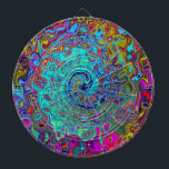 Trippy Sky Blue Abstract Retro Liquid Swirl Dartboard<br><div class="desc">This Original Digital Oil Painting by My Rubio Garden features a Trippy Sky Blue Abstract Retro Liquid Swirl with Magenta, Yellow, Aqua, Purple, Turquoise, and Red Accents. The result is a colourful, trippy, groovy, marbled abstract design that you will love!</div>