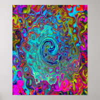 Trippy Sky Blue Abstract Retro Liquid Swirl