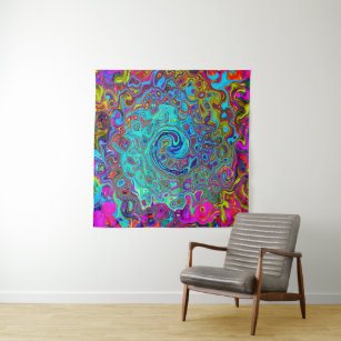 Trippy Sky Blue Abstract Retro Liquid Swirl Tapestry