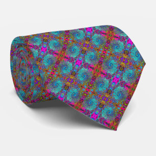 Trippy Sky Blue Abstract Retro Liquid Swirl Tie