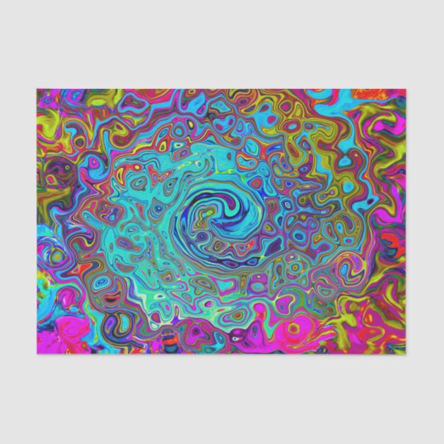 Trippy Sky Blue Abstract Retro Liquid Swirl Tissue Paper (Front)