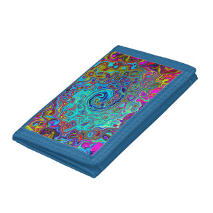 Trippy Sky Blue Abstract Retro Liquid Swirl Trifold Wallet