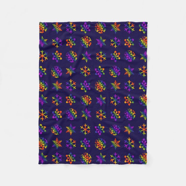 Trippy Snowflakes Fleece Blanket (Front)