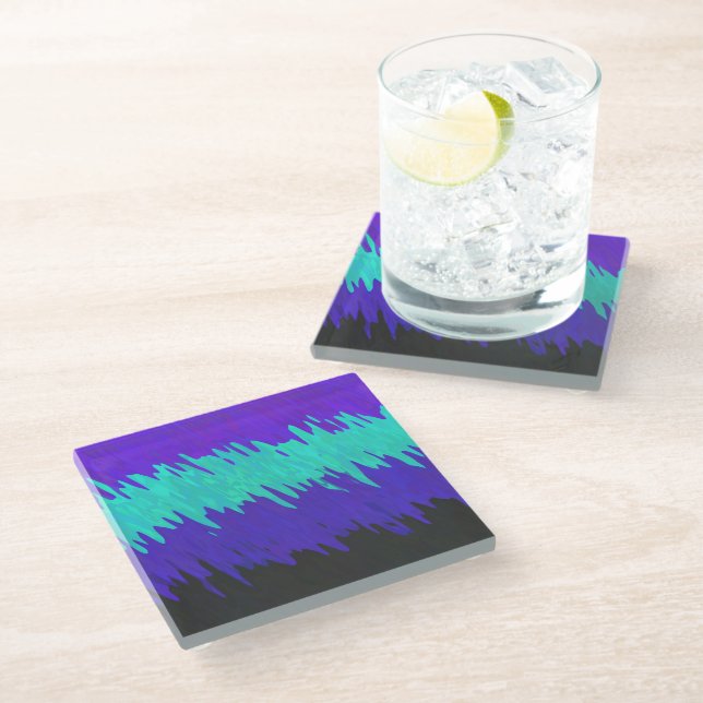 Trippy Squiggly Abstract Alexigender Pride Flag Glass Coaster (Angled)