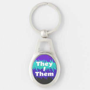 Trippy Squiggly Abstract Alexigender Pride Flag Key Ring