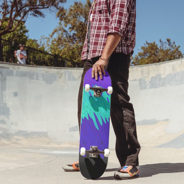 Trippy Squiggly Abstract Alexigender Pride Flag Skateboard (Outdoor 2)