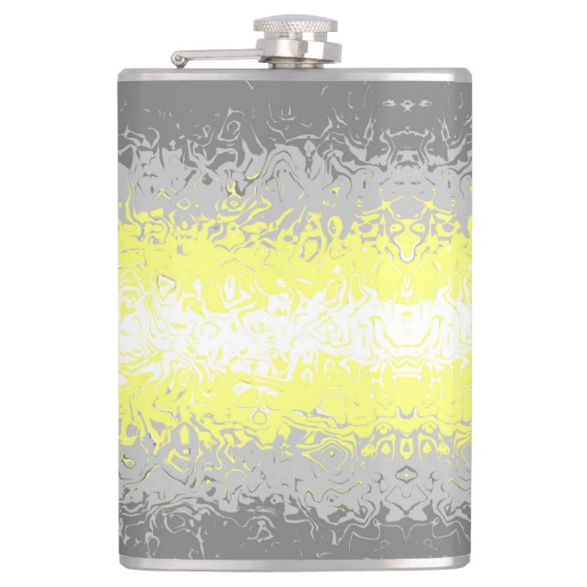 Trippy Squiggly Abstract Demigender Pride Flag Hip Flask (Front)