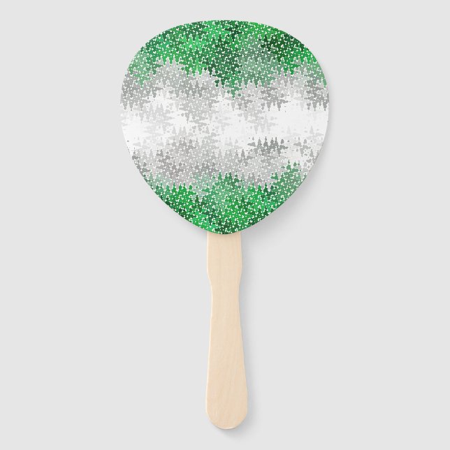Trippy Squiggly Abstract Grayromantic Pride Flag Hand Fan (Front)