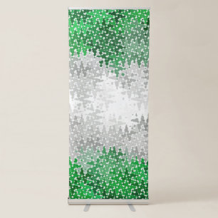 Trippy Squiggly Abstract Grayromantic Pride Flag Retractable Banner