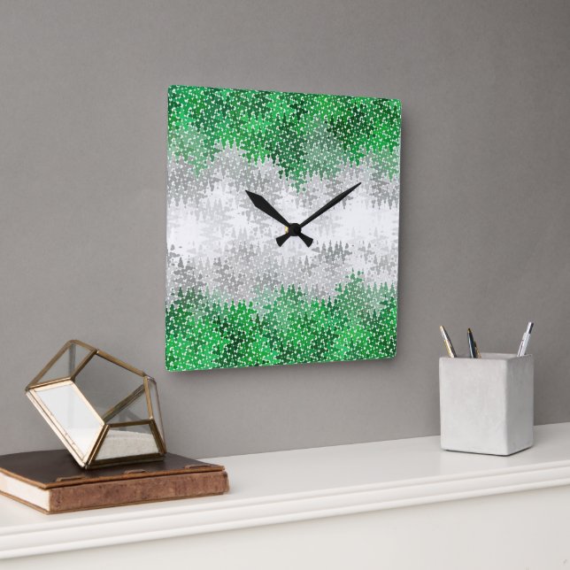 Trippy Squiggly Abstract Grayromantic Pride Flag Square Wall Clock (Office)