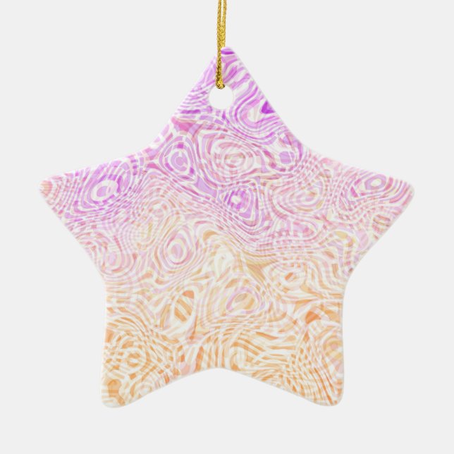 Trippy Squiggly Boho Abstract Trixic Pride Flag Ceramic Tree Decoration (Front)