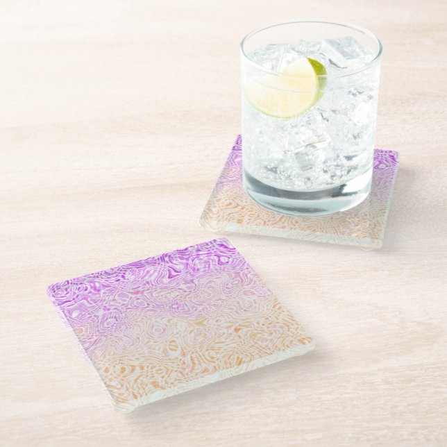 Trippy Squiggly Boho Abstract Trixic Pride Flag Glass Coaster (Angled)