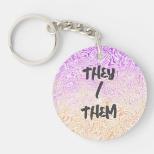 Trippy Squiggly Boho Abstract Trixic Pride Flag Key Ring
