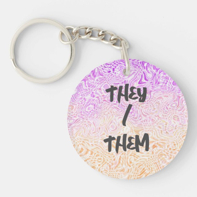 Trippy Squiggly Boho Abstract Trixic Pride Flag Key Ring (Front)