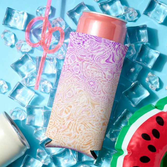 Trippy Squiggly Boho Abstract Trixic Pride Flag Seltzer Can Cooler (In Situ Summer)
