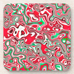 Trippy Squiggly Funky Maximalist Christmas Stripes Coaster