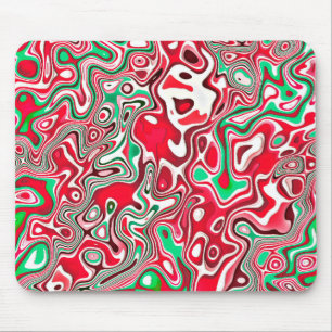 Trippy Squiggly Funky Maximalist Christmas Stripes Mouse Mat