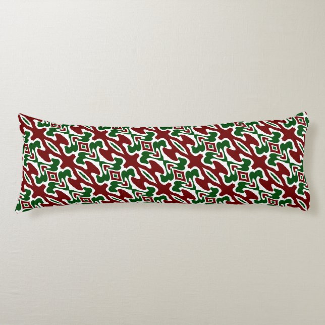 Trippy Squiggly Retro Mod Christmas Stripe Pattern Body Cushion (Front)