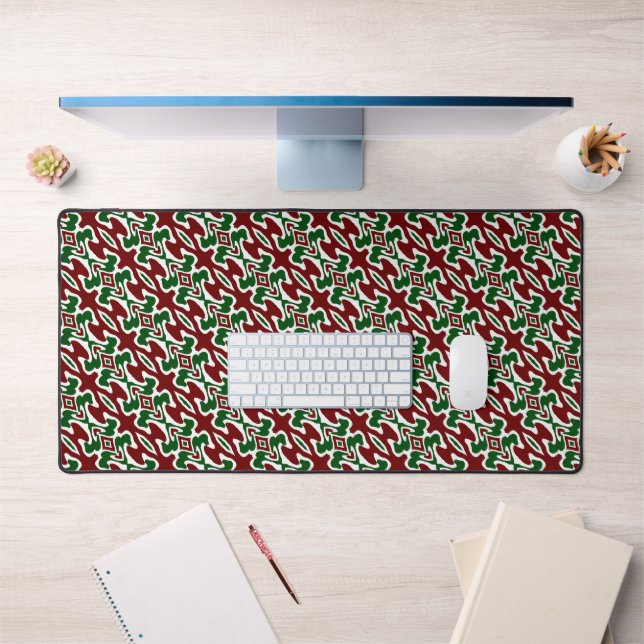 Trippy Squiggly Retro Mod Christmas Stripe Pattern Desk Mat (Office 1)