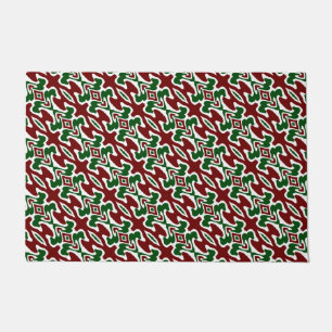 Trippy Squiggly Retro Mod Christmas Stripe Pattern Doormat