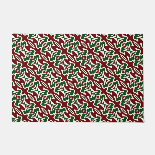 Trippy Squiggly Retro Mod Christmas Stripe Pattern Doormat (Front)
