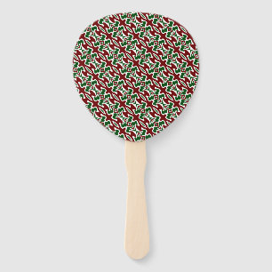 Trippy Squiggly Retro Mod Christmas Stripe Pattern Hand Fan