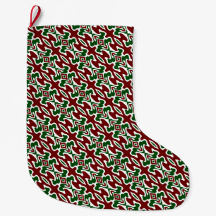 Trippy Squiggly Retro Mod Christmas Stripe Pattern Large Christmas Stocking
