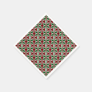 Trippy Squiggly Retro Mod Christmas Stripe Pattern Napkin