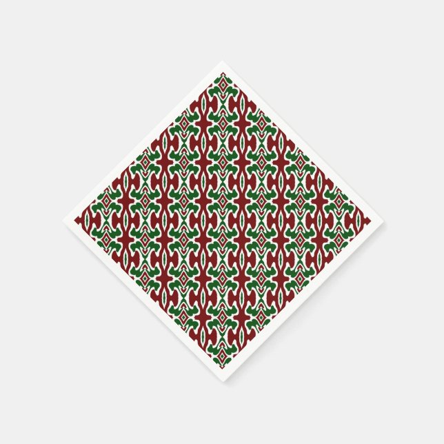 Trippy Squiggly Retro Mod Christmas Stripe Pattern Napkin (Corner)