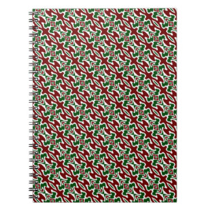 Trippy Squiggly Retro Mod Christmas Stripe Pattern Notebook
