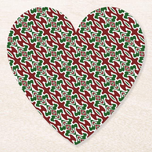 Trippy Squiggly Retro Mod Christmas Stripe Pattern Paper Coaster (Front)
