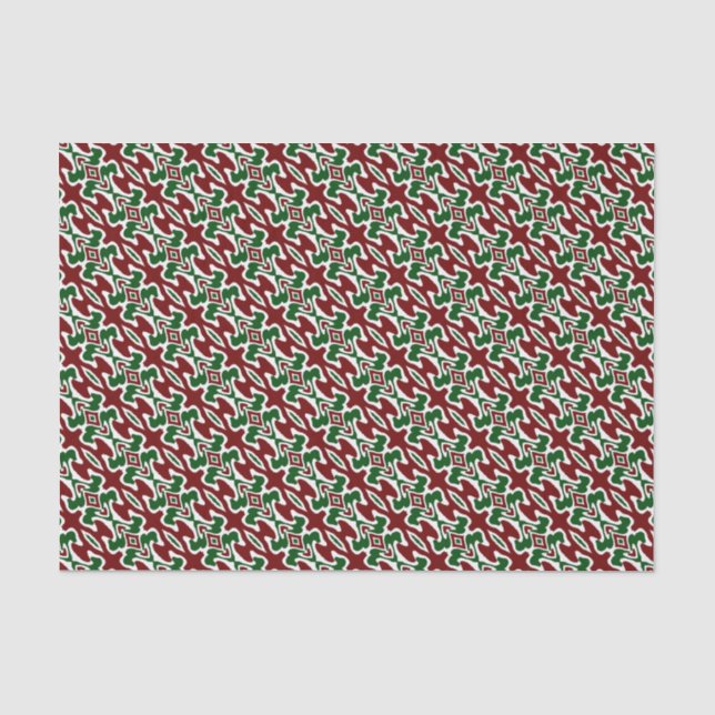 Trippy Squiggly Retro Mod Christmas Stripe Pattern Tissue Paper (Front)