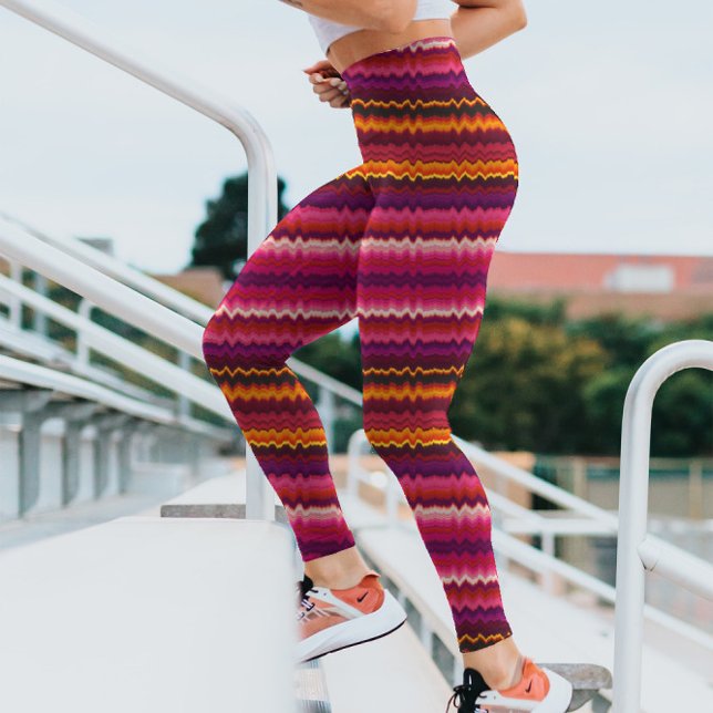 Trippy Stripes Bold Purple Psychedelic Glitchy Leggings (Creator Uploaded)