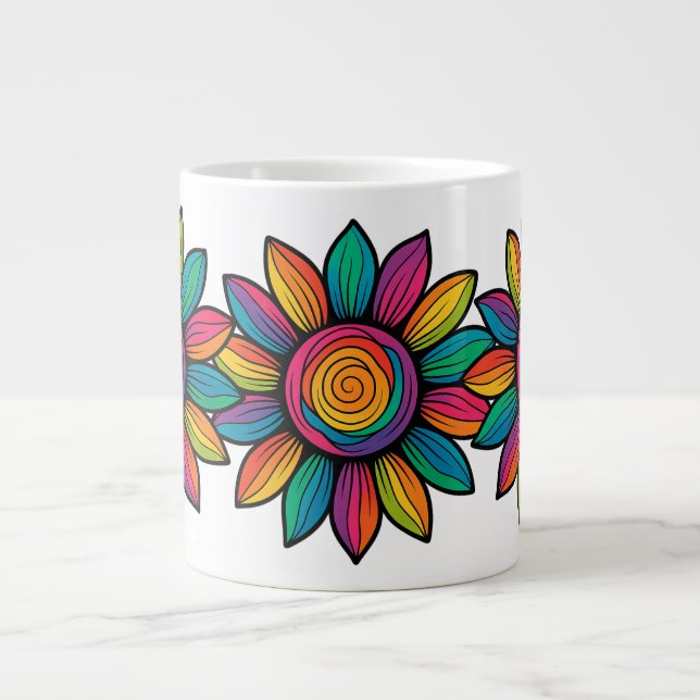 Trippy Sunflower Large Coffee Mug (Front)