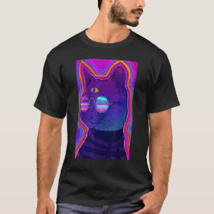 Trippy Surreal Cat Acidwave Aesthetic Surrealism R T-Shirt