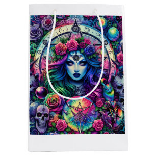 Trippy tie dye Halloween witch goddess gift wrap Medium Gift Bag