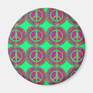 Trippy Tie-Dye Psychedelic Peace Sign Magnet