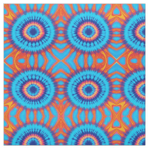 Trippy Tie-Dye Retro Blue & Orange Fabric