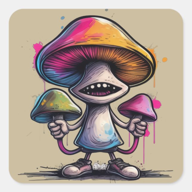 Trippy Toadstool  Square Sticker (Front)