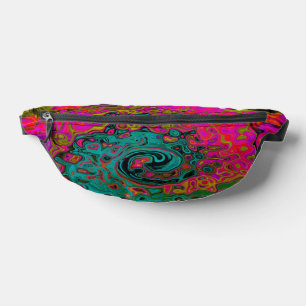 Trippy Turquoise Abstract Retro Liquid Swirl Bum Bags