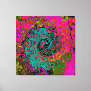 Trippy Turquoise Abstract Retro Liquid Swirl Canvas Print