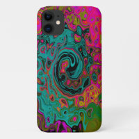 Trippy Turquoise Abstract Retro Liquid Swirl