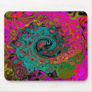 Trippy Turquoise Abstract Retro Liquid Swirl Mouse Mat