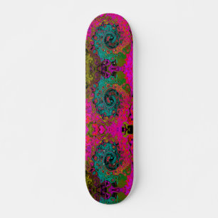 Trippy Turquoise Abstract Retro Liquid Swirl Skateboard