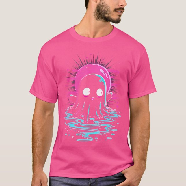 Trippy Vaporwave Ghost Techno Rave Halloween Edm P T-Shirt (Front)