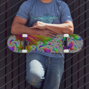 Trippy Vibrant Bold Trippy Rainbow Spiral Fractal Skateboard