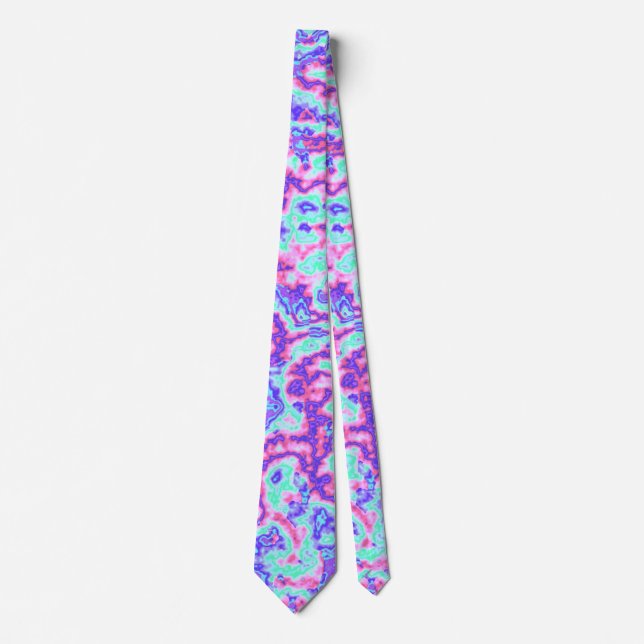 Trippy Vibrant Colourful Maximalist Abstract Marbl Tie (Front)