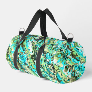 Trippy Vibrant Groovy Boho Hippie Fracal Marble Duffle Bag