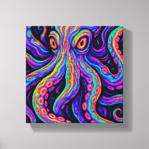 Trippy Vibrant Octopus Canvas Print